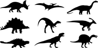 les dinosaures dessinent un ensemble de silhouettes vectorielles vecteur