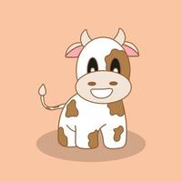 dessin animé mignon ferme animal vache vecteur modifiable dessin coloré illustration