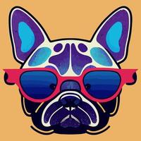 illustration graphique vectoriel de bouledogue français coloré portant des lunettes de soleil isolé bon pour le logo, l'icône, la mascotte, l'impression ou la personnalisation de votre conception