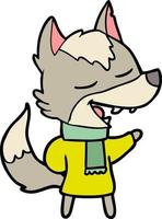 personnage de loup de vecteur en style cartoon