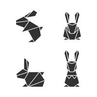 lapin papier origami géométrique glyphe conception illustration vectorielle isolée sur blanc vecteur
