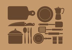 Siluetas Kitchen Set Vector gratuit