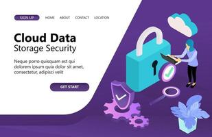 illustration d'un programmeur de sécurité de serveur cloud adapté à la page de destination, aux dépliants, aux infographies et à d'autres actifs graphiques liés au vecteur