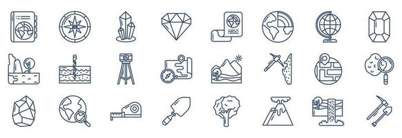 collection d'icônes liées à la géographie, y compris des icônes comme le livre, la boussole, le cristal, le dimond et plus encore. illustrations vectorielles, ensemble parfait de pixels vecteur