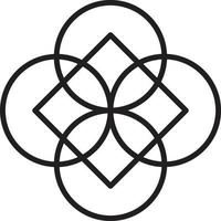 illustration abstraite du logo de la fleur à quatre pétales dans un style branché et minimal vecteur