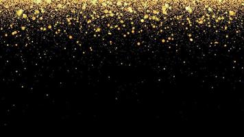 fond de vecteur festif avec des paillettes d'or et des confettis pour la célébration de noël. fond noir avec des particules dorées brillantes.