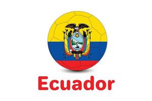 drapeau de l'équateur de la coupe du monde 2022 avec illustration de football vecteur