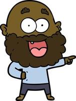 dessin animé heureux homme avec barbe pointant vecteur