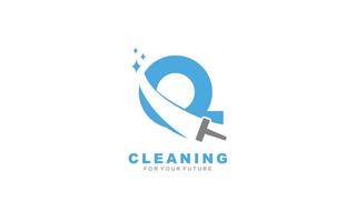 q services de nettoyage de logo pour une entreprise de marque. illustration vectorielle de modèle de ménage pour votre marque. vecteur