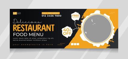 bannière de couverture de médias sociaux de menu de nourriture de restaurant vecteur