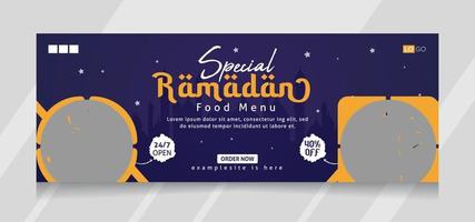 modèle de bannière de couverture de menu alimentaire spécial ramadan vecteur
