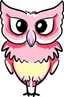 Hibou rose, illustration, vecteur sur fond blanc.