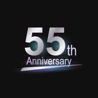 logo moderne de célébration du 55e anniversaire en argent vecteur