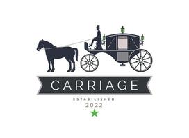 conception de modèle de logo de cheval de cocher de wagon classique de chariot vintage pour la marque ou l'entreprise et autre vecteur