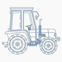 illustration vectorielle de tracteur de ferme de style de contour de vue latérale isolée modifiable pour l'élément d'illustration de la conception liée au véhicule ou à l'agriculture vecteur