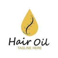 logo essentiel d'huile de cheveux avec l'huile de goutte et le symbole de logo de cheveux vecteur