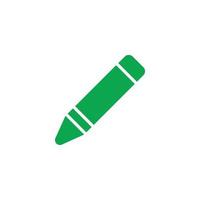 eps10 vecteur vert crayon abstrait art solide icône isolé sur fond blanc. symbole rempli de crayon de dessin à la cire dans un style moderne et plat simple pour la conception de votre site Web, votre logo et votre application mobile