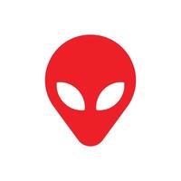 eps10 vecteur rouge visage extraterrestre extraterrestre ou tête icône d'art solide isolé sur fond blanc. symbole extraterrestre dans un style moderne et plat simple pour la conception de votre site Web, votre logo et votre application mobile