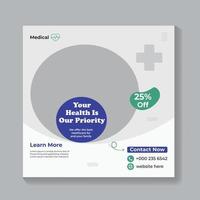 modèle de bannière de promotion web de publication sur les médias sociaux dépliant sur les soins de santé vecteur