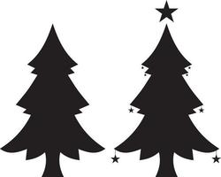 fond d'arbres de noël. icône de sapin de Noël isolé avec étoile. ensemble de silhouette d'arbre de noël avec des décorations. collection d'arbres d'hiver pour les vacances de noël et du nouvel an vecteur