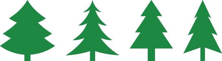 silhouette d'arbre de noël vert avec des décorations. fond d'arbres de noël. diverses silhouettes d'arbres de noël. collection d'arbres d'hiver pour les vacances de noël et du nouvel an vecteur