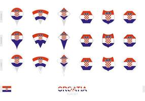 collection du drapeau de la croatie sous différentes formes et avec trois effets différents. vecteur