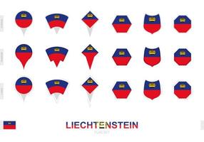 collection du drapeau du liechtenstein sous différentes formes et avec trois effets différents. vecteur