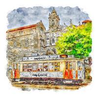 porto portugal croquis aquarelle illustration dessinée à la main vecteur