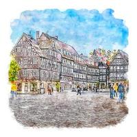 schhorndorf allemagne croquis aquarelle illustration dessinée à la main vecteur