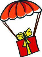 parachute avec boîte-cadeau , illustration, vecteur sur fond blanc