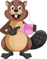 Beaver holding tube, illustration, vecteur sur fond blanc.