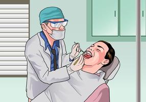 Dentista examen d'un patient vecteur