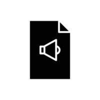 illustration d'icône de glyphe de document papier avec haut-parleur. icône liée au document musical, musique de fichier. conception vectorielle simple modifiable. pixel parfait à 32 x 32 vecteur