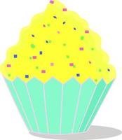 Cupcake jaune, illustration, vecteur sur fond blanc