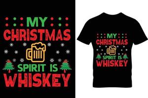 vecteur de conception de t shirt de noël mon esprit de noël est le whisky