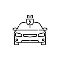 icône de ligne de voiture électrique avec graphique vectoriel de prise électrique