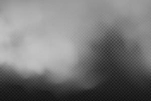 nébulosité vectorielle blanche, brouillard ou fumée sur fond à carreaux sombres. ciel nuageux ou smog sur la ville. illustration vectorielle. vecteur