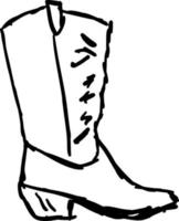 Croquis de bottes de cow-boy, illustration, vecteur sur fond blanc.