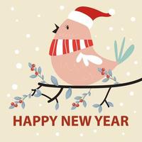 cartes de voeux joyeux noël et nouvel an avec des personnages animaux mignons vecteur