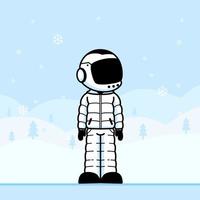 astronaute mignon portant un manteau de veste en hiver. vecteur