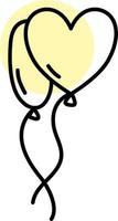 ballons coeur jaune, illustration, sur fond blanc. vecteur