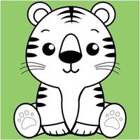 tigre mignon, contour noir et blanc de tigre kawaii pour livre de coloriage. vecteur