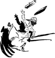 dessin animé de femme qui glisse, illustration vintage. vecteur
