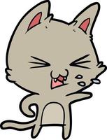 chat crachant de dessin animé vecteur