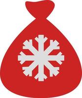 sac cadeau rouge avec flocon de neige, illustration, vecteur sur fond blanc.