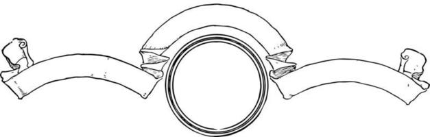la bannière vierge peut être un drapeau et un cercle au centre, gravure vintage. vecteur