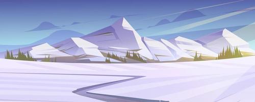 paysage de montagnes d'hiver, vue sur la nature vecteur