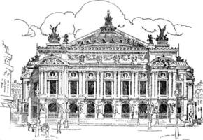 l'opéra, paris, illustration vintage. vecteur