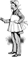 homme portant un tablier et un bonnet, illustration vintage vecteur