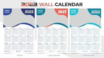 conception de modèle de calendrier d'une page 2023 moderne et élégant vecteur